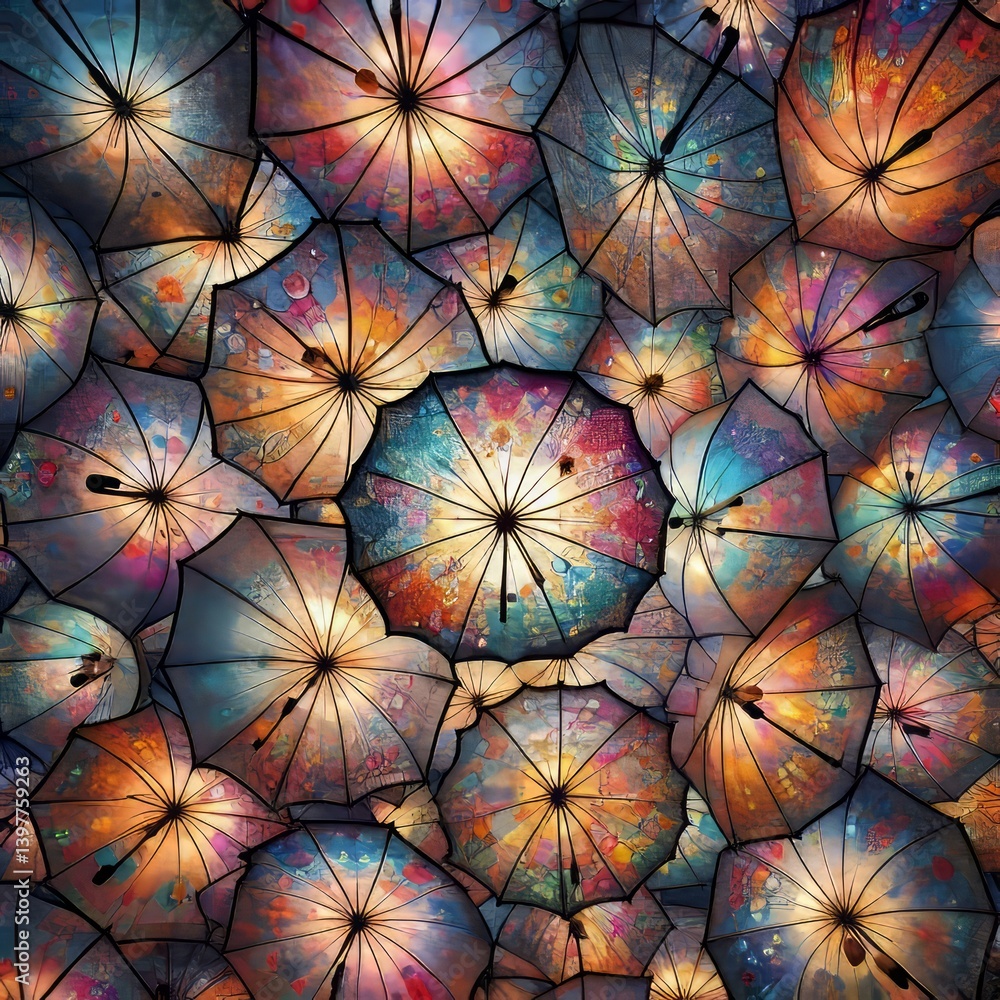 Umbrellas with translucent stained glass panels – Canopies mad Umbrellas with translucent stained glass panels – Canopies mad