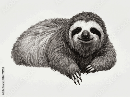Canopy serenity in watercolor sloth isolated vector illustration svg 