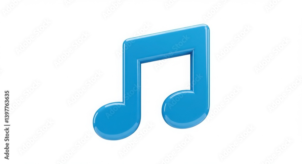 A shiny blue musical note icon with a glossy finish and minimalist design symbolizing modern music aesthetics A shiny blue musical note icon with a glossy finish and minimalist design symbolizing modern music aesthetics