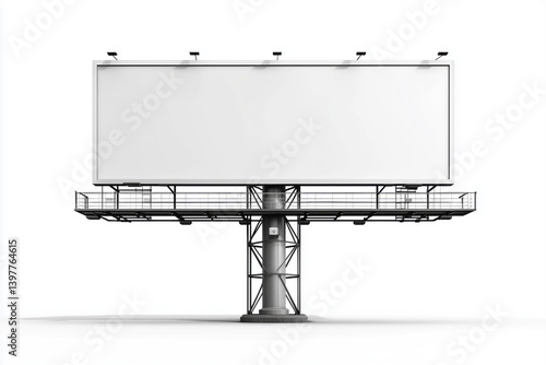 Clean white front-facing billboard with empty space, perfect for advertising mockups and commercial content placement.

