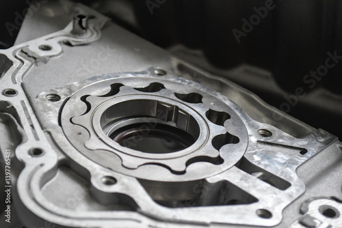 Wallpaper Mural Close-up of an oil pump mechanism with metallic components, showcasing intricate engineering, precision, and functionality crucial for lubrication systems. Torontodigital.ca