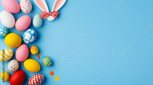 Wallpaper Mural Overhead shot of Easter celebration with bunny decor Torontodigital.ca