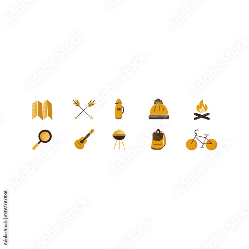 rustic camping icon drawings