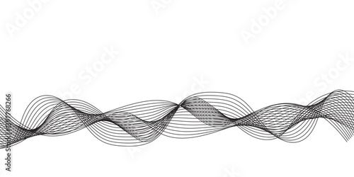 Abstract colorful wavy stripes on white background isolated, minimalistic geometric background with black and white wavy lines form spiral ribbon. Graphic design template banner, vector illustrator.