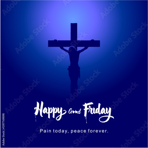 Happy Good Friday Social Media Post with Jesus on the Cross Centered