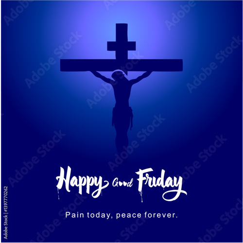 Happy Good Friday Social Media Post with Jesus on the Cross Centered