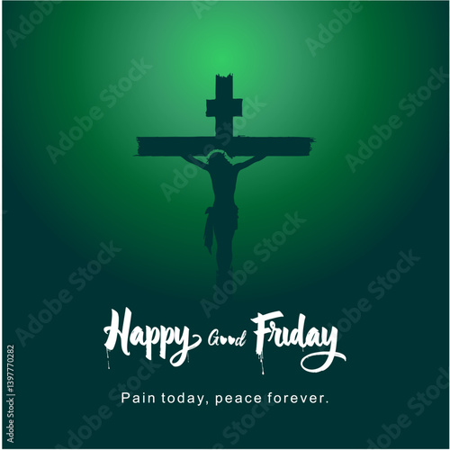 Happy Good Friday Social Media Post with Jesus on the Cross Centered