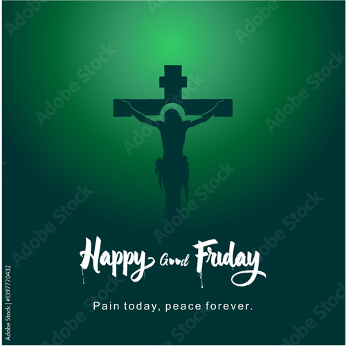 Happy Good Friday Social Media Post with Jesus on the Cross Centered