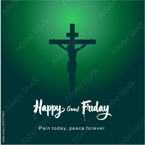 Happy Good Friday Social Media Post with Jesus on the Cross Centered
