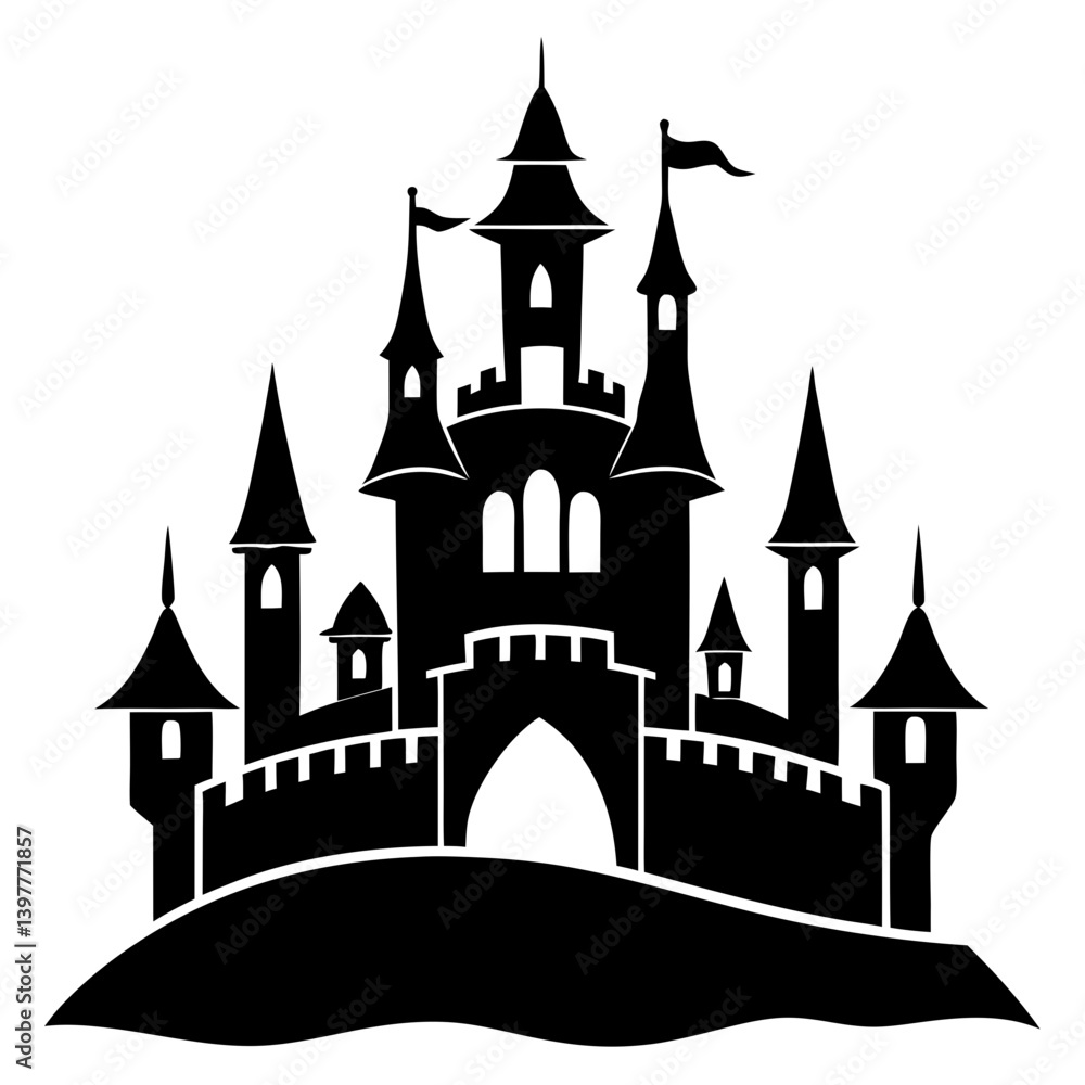 Obraz premium Castle Vector Silhouettes & SVG Icon, Castle Vector Icon