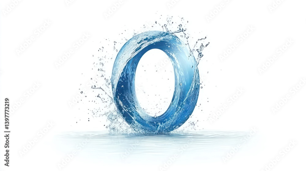 Water letter O splash. Water letter O splash.