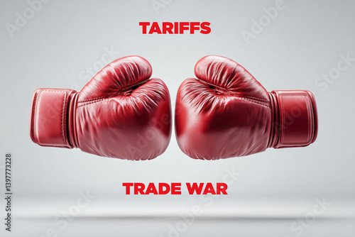 Two red boxing gloves facing off under 