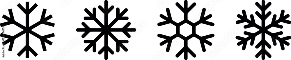 Snowflake Icon Vector - Winter Snow Symbol, Frosty Ice Crystal Design Snowflake Icon Vector - Winter Snow Symbol, Frosty Ice Crystal Design