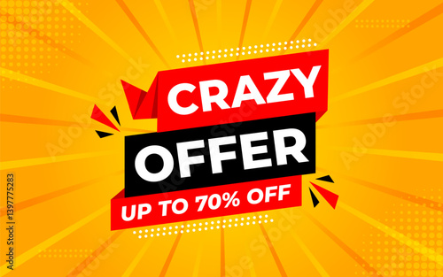 Crazy Offer Sale Background. Sale banner design template. Vector illustration. Market promotion banner and crazy discount announcement background vector illustration.