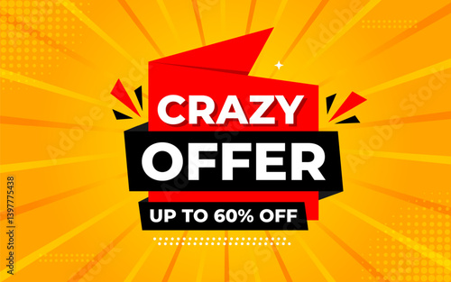 Crazy Offer Sale Background. Sale banner design template. Vector illustration. Market promotion banner and crazy discount announcement background vector illustration.