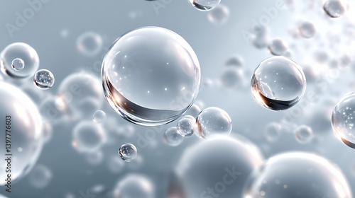 Wallpaper Mural Floating molecules on a clean white background innovative glossy skincare science in a futuristic environment Torontodigital.ca