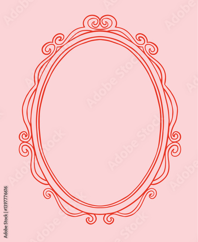 Oval vintage crest frame. Coquette baroque frame.