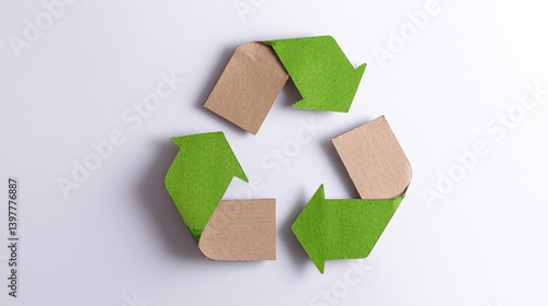 A stylized recycling symbol made of green and brown materials, representing sustainability and eco-friendliness.