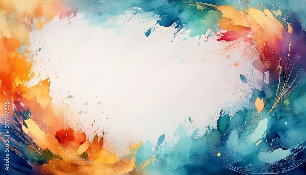 Fototapeta premium beautiful border frame of abstract colorful brush stroke patterns with copy space background, graphic resource