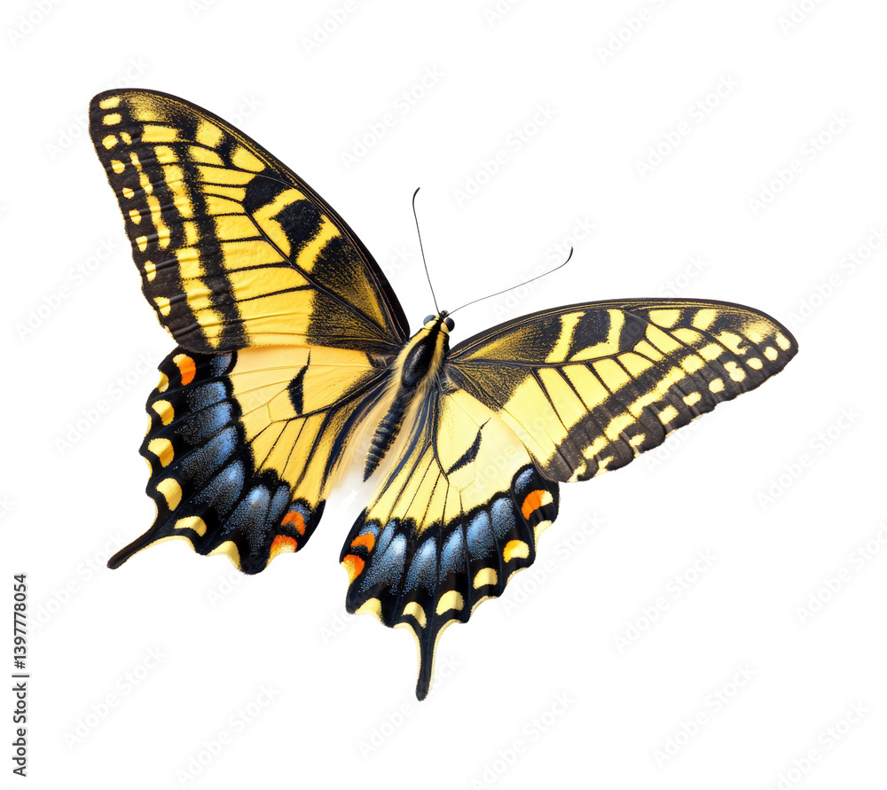 Fluttering butterfly displaying vibrant colors in nature's environment isolated on transparent background png Fluttering butterfly displaying vibrant colors in nature's environment isolated on transparent background png