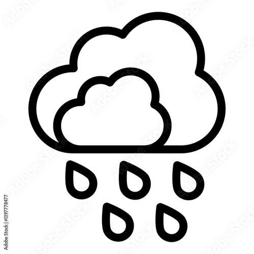 Rainy cloud line icon, insurance event concept. Vector graphics. Downpour rain, flooding sign on white background, style mobile or design.