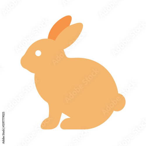 Flat silhouette of an orange rabbit, representing nature, wildlife, Easter symbol, or cute animals in general.
