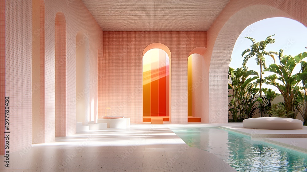 Modern minimalist peach pool architecture Modern minimalist peach pool architecture