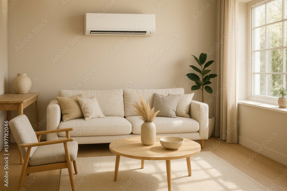 Modern Air Conditioning in a Simple and Elegant Living Room Modern Air Conditioning in a Simple and Elegant Living Room