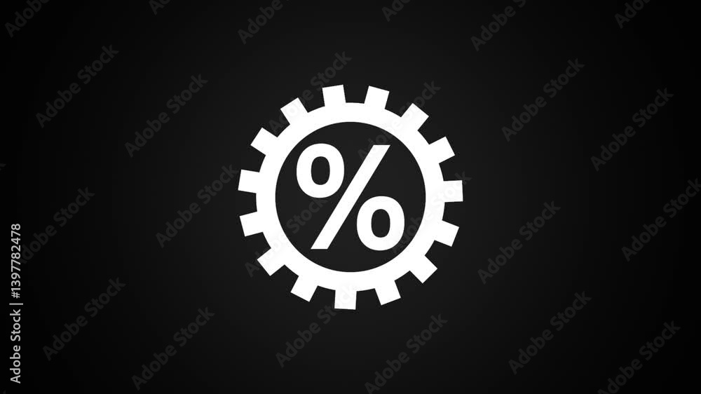 Gear symbol with Business peasant sign financial concept icon animation.white color icon and black background . Gear symbol with Business peasant sign financial concept icon animation.white color icon and black background .