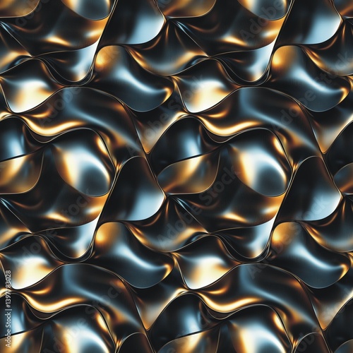 Metal surface seamless pattern. Metal chrome texture background. Digital artistic artwork raster bitmap illustration. Graphic design art.