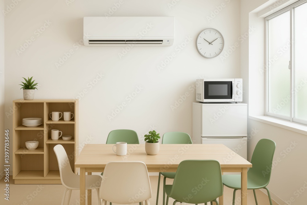 Eco-Friendly Break Room with Simple Design and Modern Appliances Eco-Friendly Break Room with Simple Design and Modern Appliances