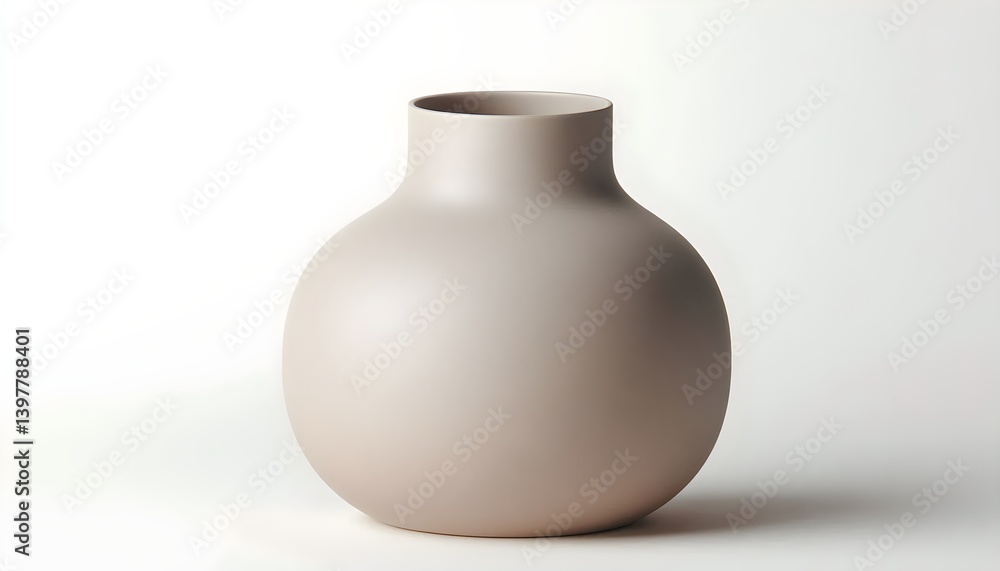 Unbranded matte ceramic vase with natural hues and smooth curved design placed on a white background for minimalist decor mockup Unbranded matte ceramic vase with natural hues and smooth curved design placed on a white background for minimalist decor mockup