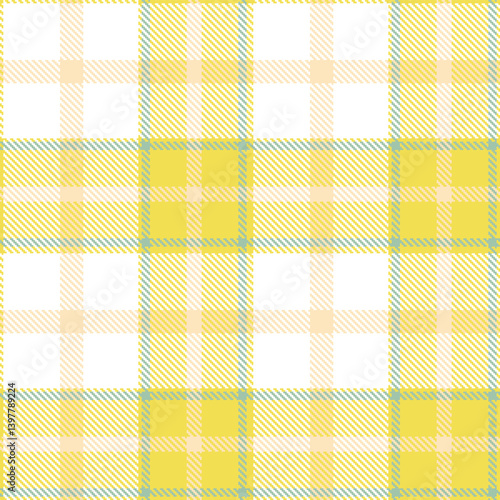 Mellow dull yellow Seamless Tartan with Metallic white accents Textile Design