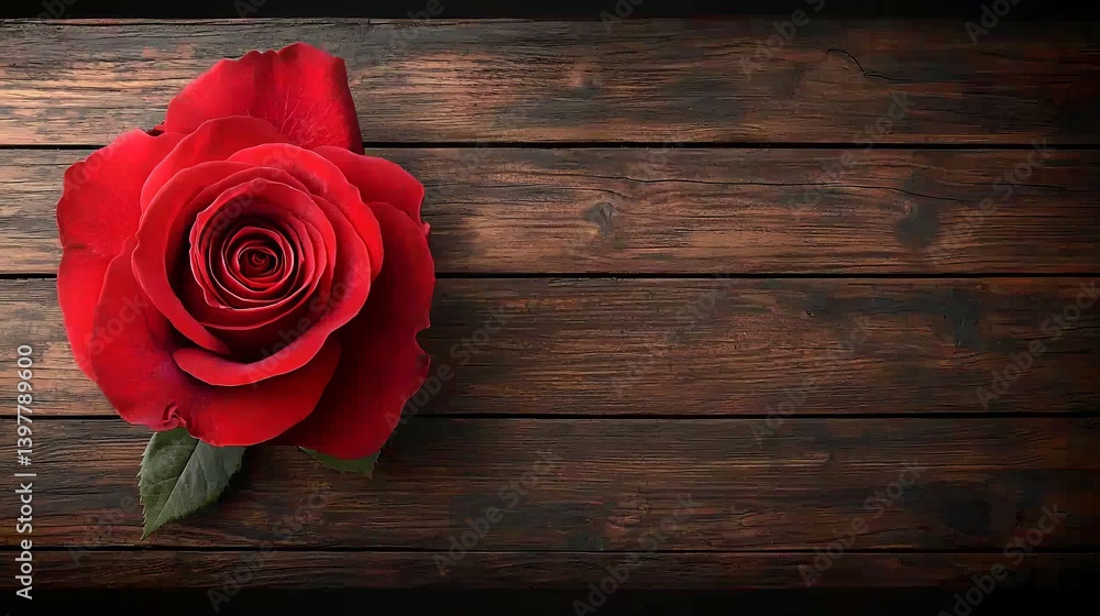 Flower wooden board weather. A vivid red rose rests on a dark wooden surface, creating a striking contrast that highlights its beauty and elegance. Flower wooden board weather. A vivid red rose rests on a dark wooden surface, creating a striking contrast that highlights its beauty and elegance.