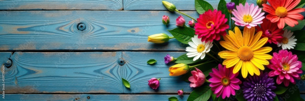 custom made wallpaper toronto digitalVibrant floral arrangement on weathered wood, copy space provided , blossom, texture