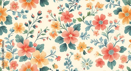 Obraz na płótnie seamless classic floral pattern w salonie