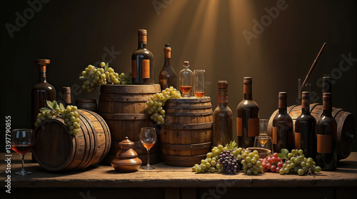 Obraz na płótnie rustic still life scene showcases an assortment of wine w salonie