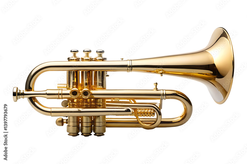 Obraz premium golden trumpet isolated on a transparent background