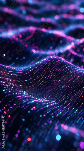 Abstract Digital Wave of Glowing Particles