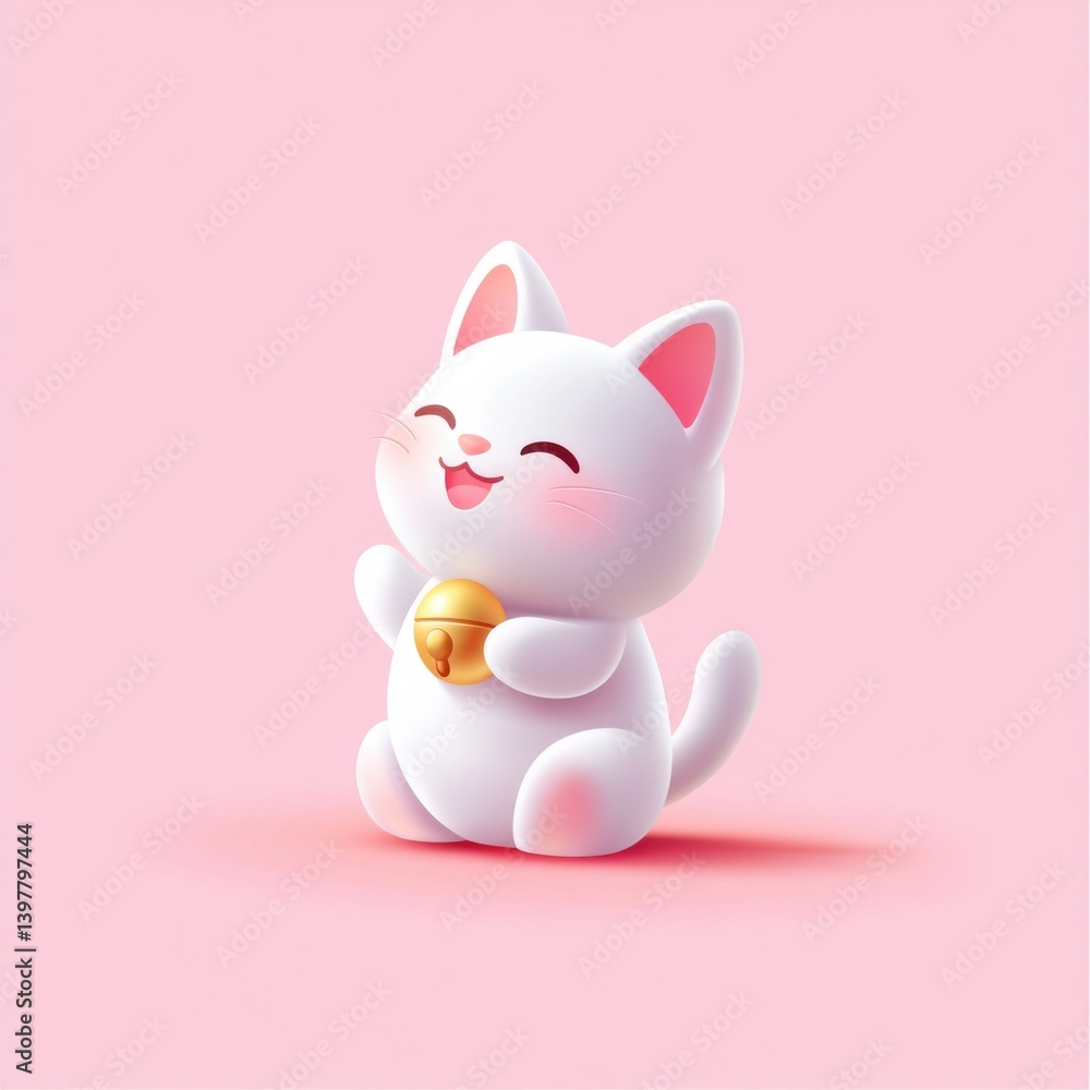 Maneki Neko lucky cat in modern flat design, pastel colors and minimal aesthetic, cheerful and clean vector art style Maneki Neko lucky cat in modern flat design, pastel colors and minimal aesthetic, cheerful and clean vector art style