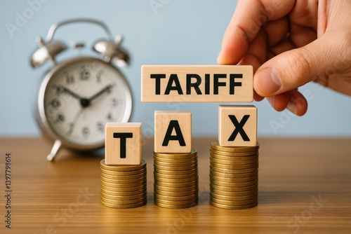 Concept of Tariff and Tax Impact on Economic Growth with Coins