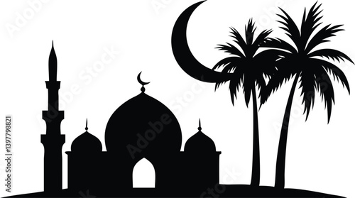 silhouette of mosque