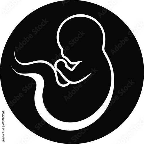 White Embryo Fetus Shape Minimalist Isolated on Transparent Background