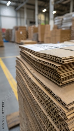 Stacks of Printed Cardboard Packaging Waiting to Be Folded