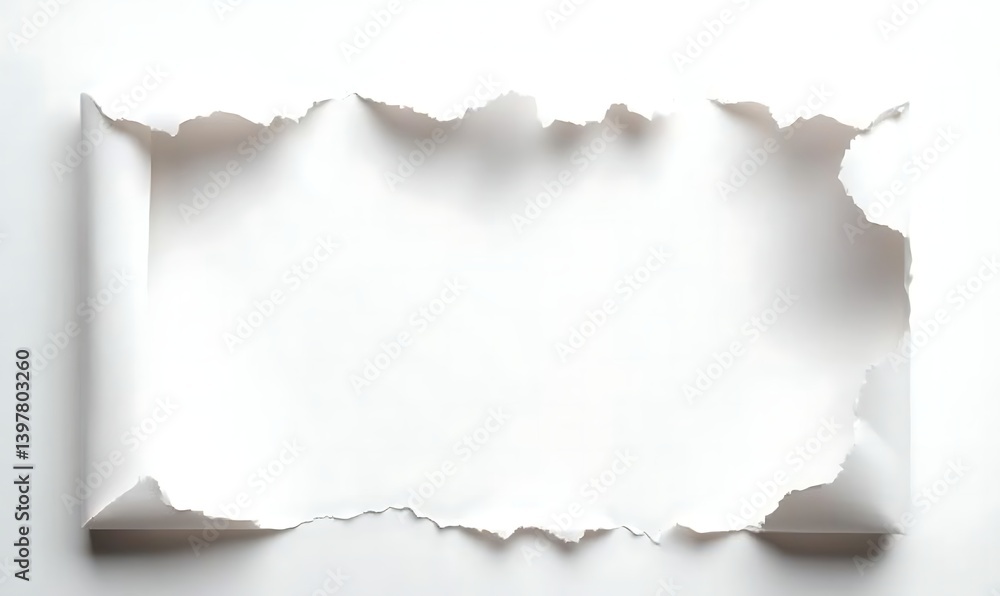 Torn blank pages with uneven textured edges, a collection of ripped white paper sheets set against a transparent background, document or newspaper mockup., Torn blank pages with uneven textured edges, a collection of ripped white paper sheets set against a transparent background, document or newspaper mockup.,