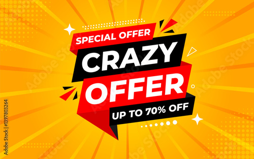 Crazy Offer Sale Background. Sale banner design template. Vector illustration. Market promotion banner and crazy discount announcement background vector illustration.