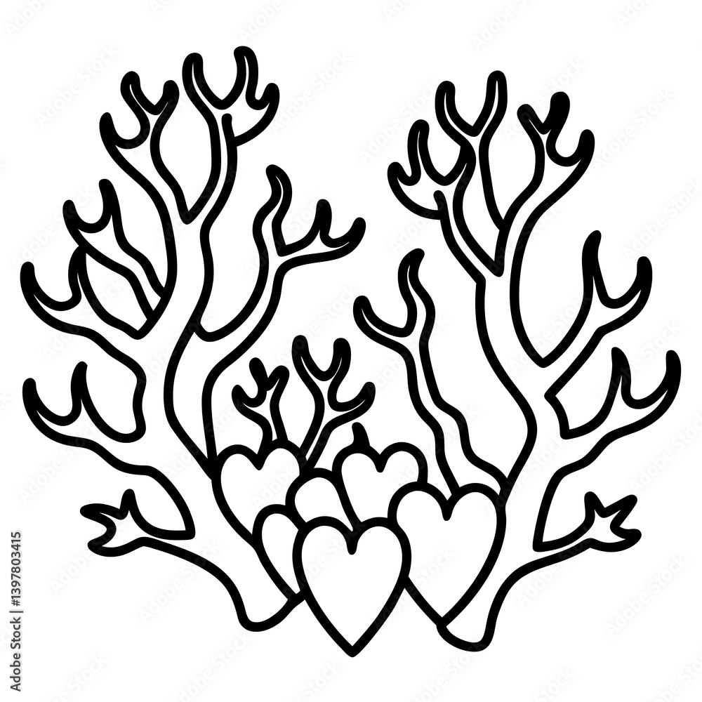 Coral Reef Love Line Art Aesthetic Coral Reef Love Line Art Aesthetic
