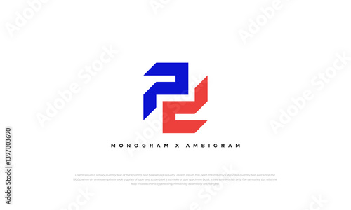 Free Download ambigram logo, monogram logo letter p and d in blue and red color. geometric masculine modern style. - GFXLoad