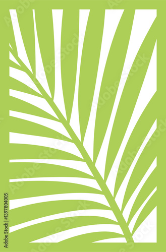 Tropical  leaf wall art. Laser cut template. Wall art vector illustration.