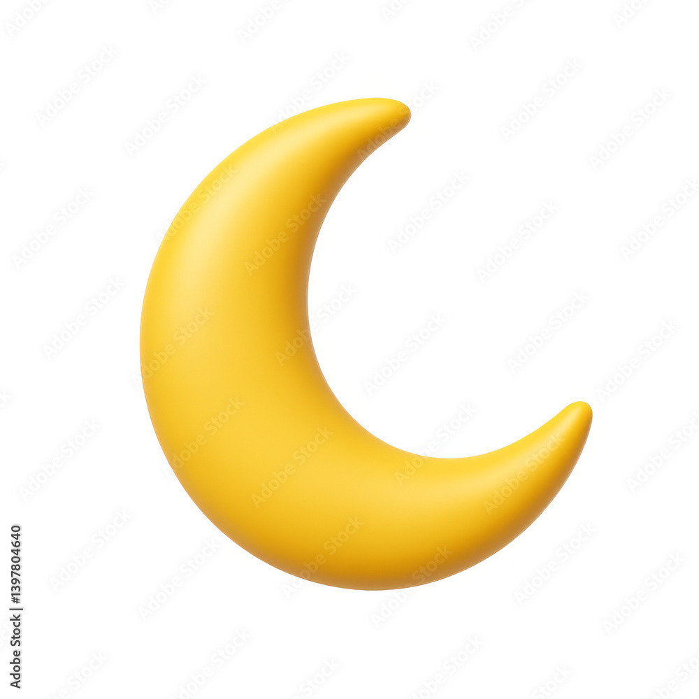 Simple 3D Crescent Moon Icon for Modern Design Applications Simple 3D Crescent Moon Icon for Modern Design Applications